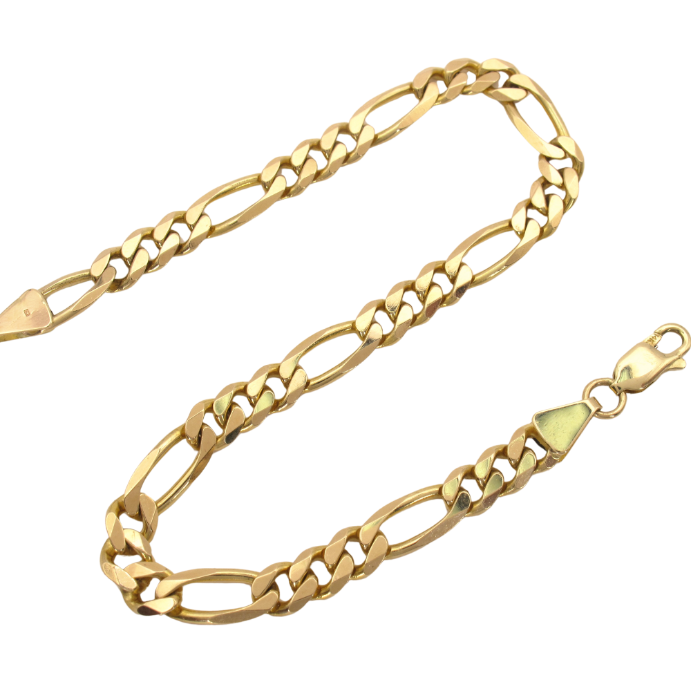 6mm Figaro Link Men’s Bracelet 9″ 14K Yellow Gold