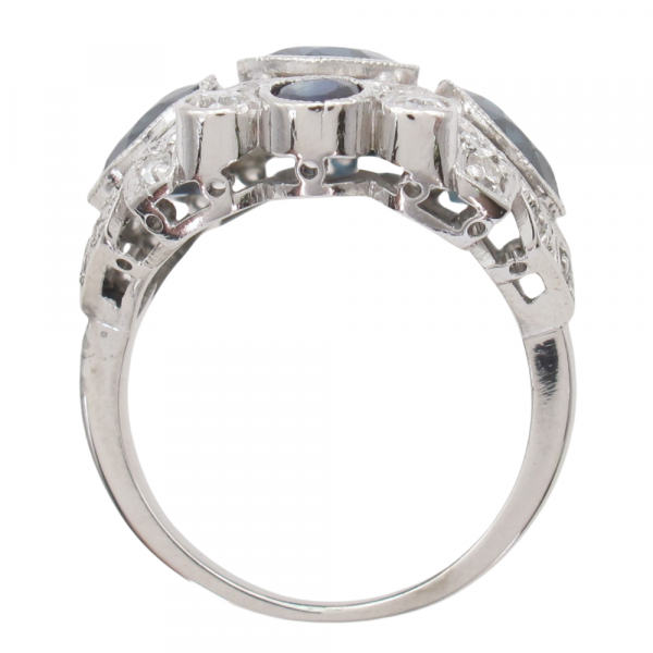 Art Deco 4 carat Sapphire Diamond Ring Statement Profile