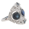 Art Deco 4 carat Sapphire Diamond Ring Statement Side