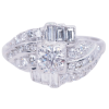 Art Deco Round Baguette Diamond Engagement Ring 1 Carat
