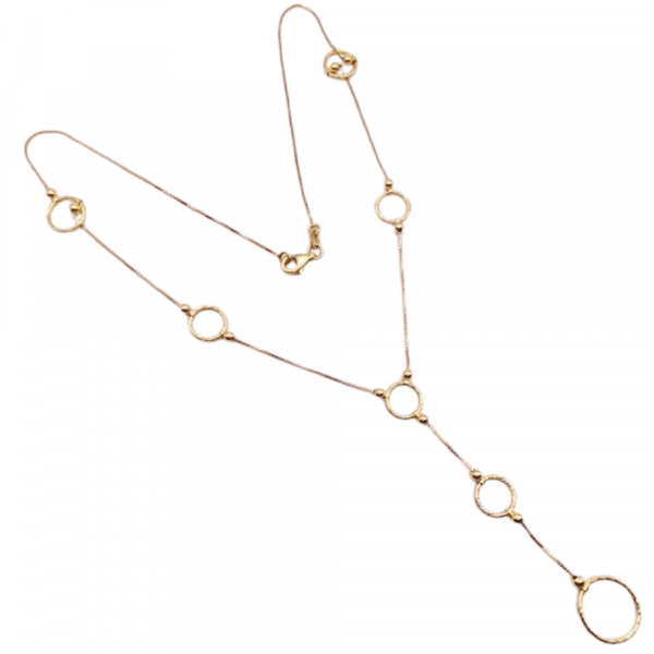 Circle Detail Y Drop Necklace 14K Gold (2)