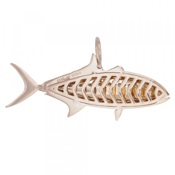 Custom Amberjack Fish Pendant Yellow Gold Back