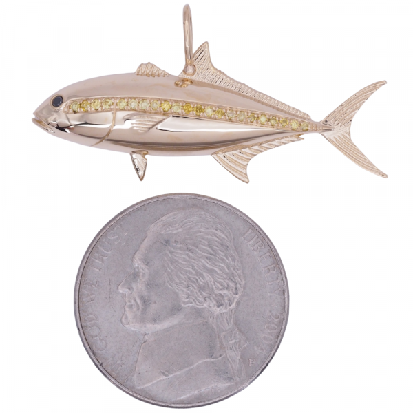 Custom Amberjack Fish Pendant Yellow Gold Size