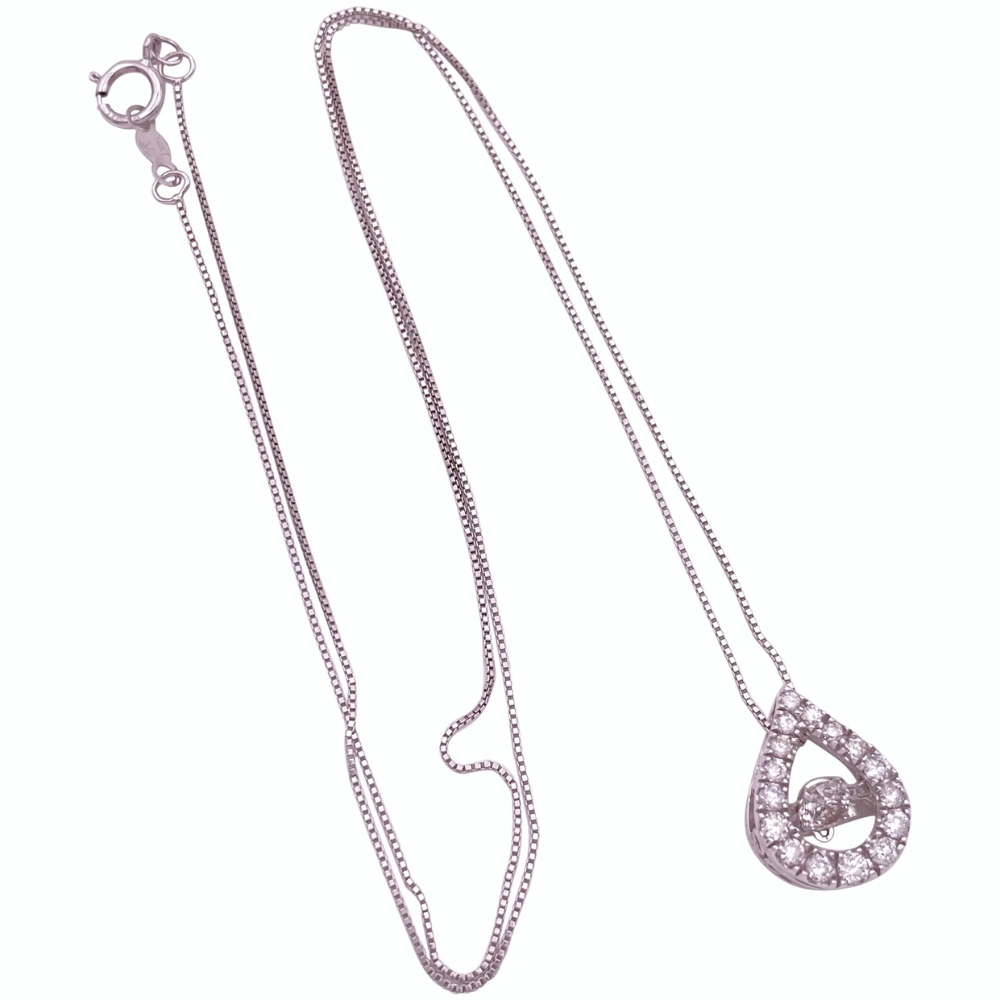 0.40ctw Dancing Diamond Necklace 14K White Gold