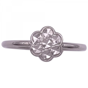 Diamond Cut Flower Ring 14K White Gold size 10