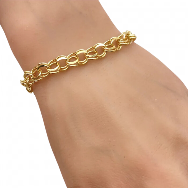 Double Link Charm Bracelet 14K Gold (1)