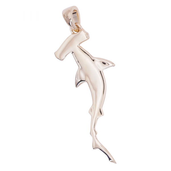 Enamel Diamond Hammerhead Shark Yellow Gold Back
