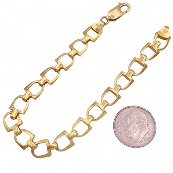 Equestrian Stirrup Link Bracelet 14K Gold (1)