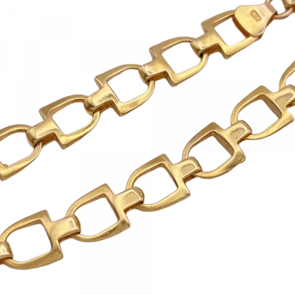Equestrian Stirrup Link Bracelet 14K Gold
