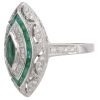 Inspired Art Deco Emerald Diamond Halo Ring White Gold Side