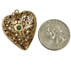 Large Filigree Heart Turquoise Pendant Charm 14K (1)