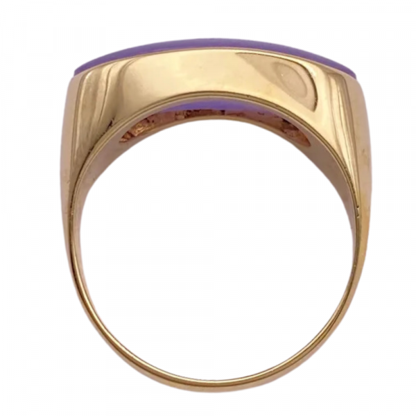 Lavender Purple Jade Signet Ring 14K
