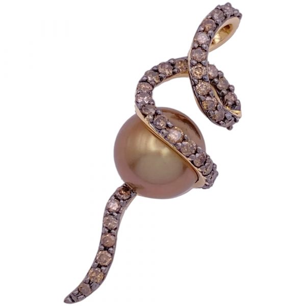 Le Vian Tahitian Chocolate Pearl & Diamond Pendant 14K