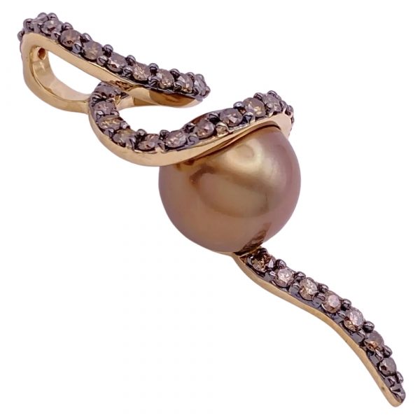 Le Vian Tahitian Chocolate Pearl & Diamond Pendant 14K side