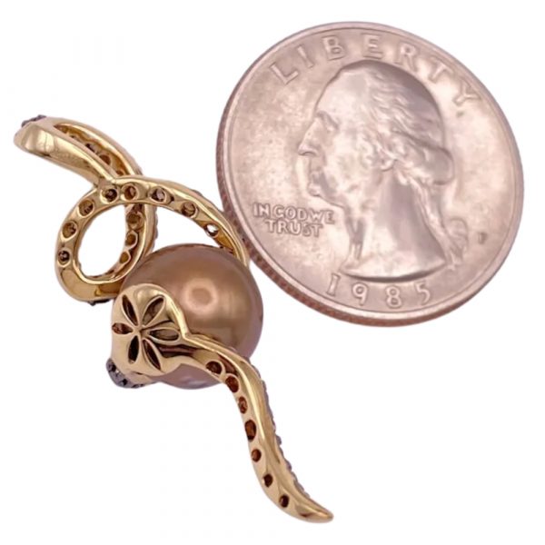 Le Vian Tahitian Chocolate Pearl & Diamond Pendant 14K size
