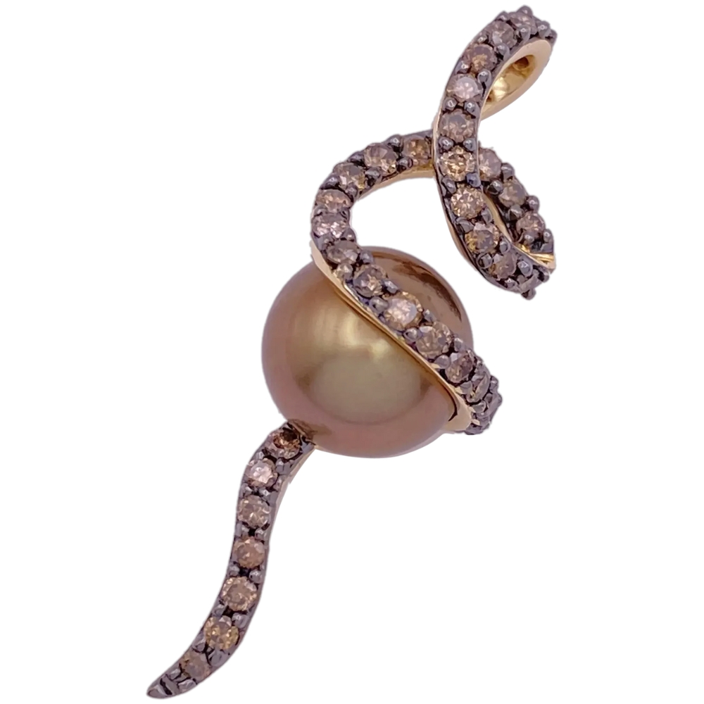 Le Vian Tahitian Chocolate Pearl & Diamond Pendant 14K