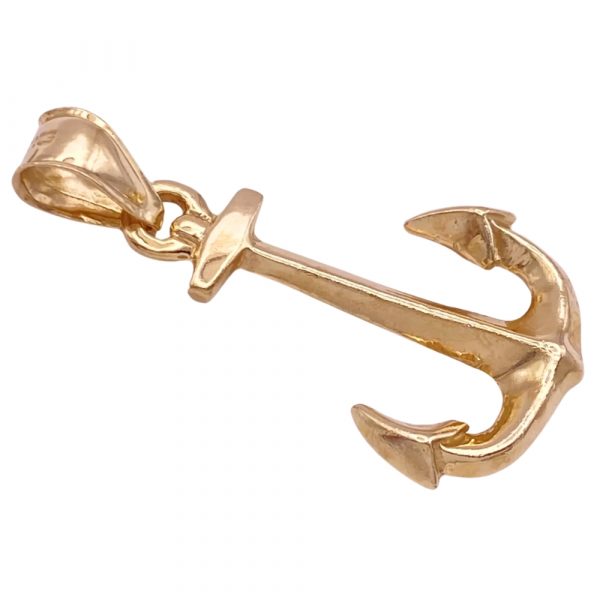 Nautical Anchor Pendant 14K Reversible Side