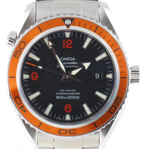Pre-Owned Omega 45MM Seamaster Planet Ocean (2008) Stainless Steel Watch 220.85.000 front close