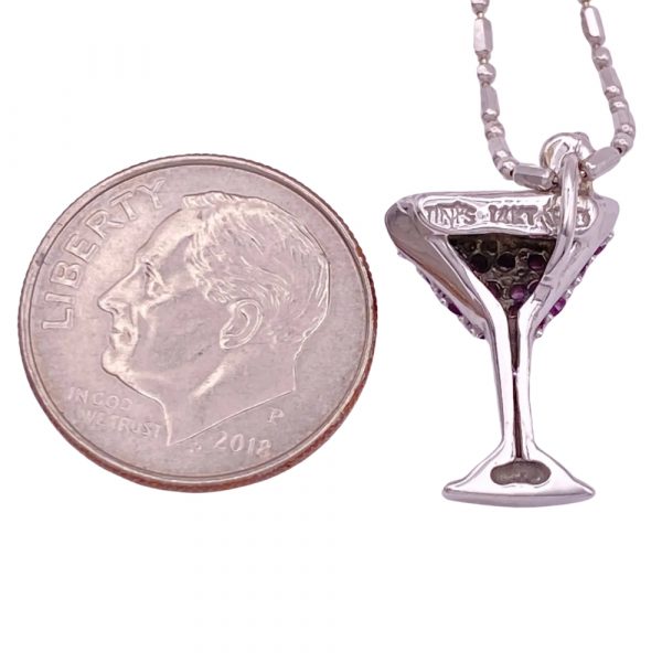 Ruby Cosmopolitan Martini Pendant Necklace 14K White Gold Back