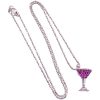 Ruby Cosmopolitan Martini Pendant Necklace 14K White Gold Full