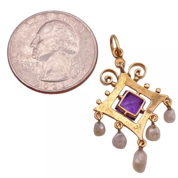Victorian Amethyst & Pearl Lavaliere Pendant (3)