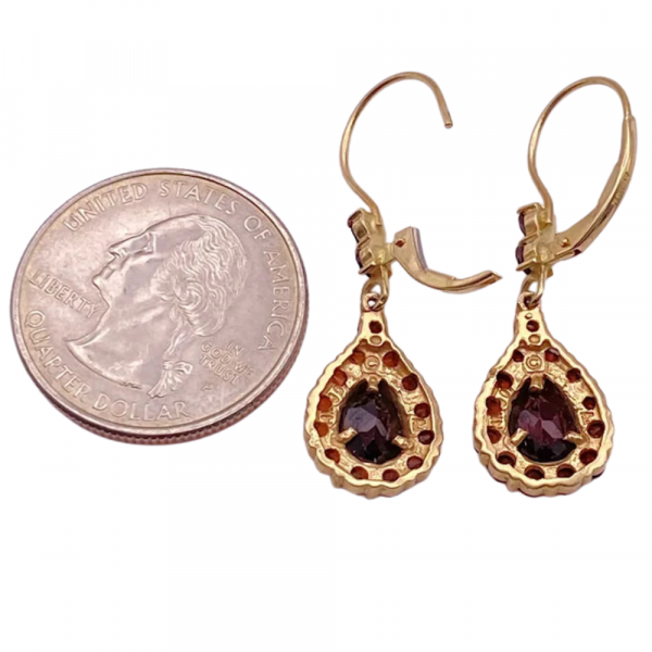 Victorian Revival 4.54ctw Garnet Rose Cut Earrings 14K (1)