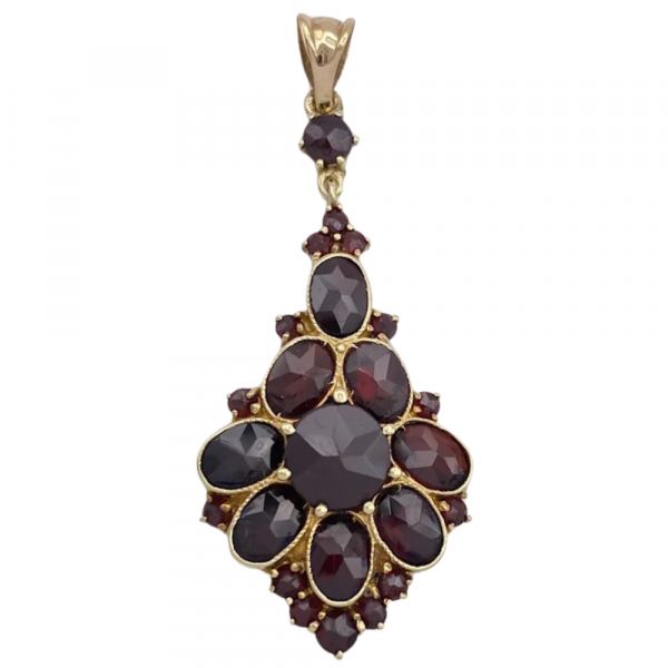Victorian Revival Bohemian 7.07ctw Garnet Pendant 14K (2)