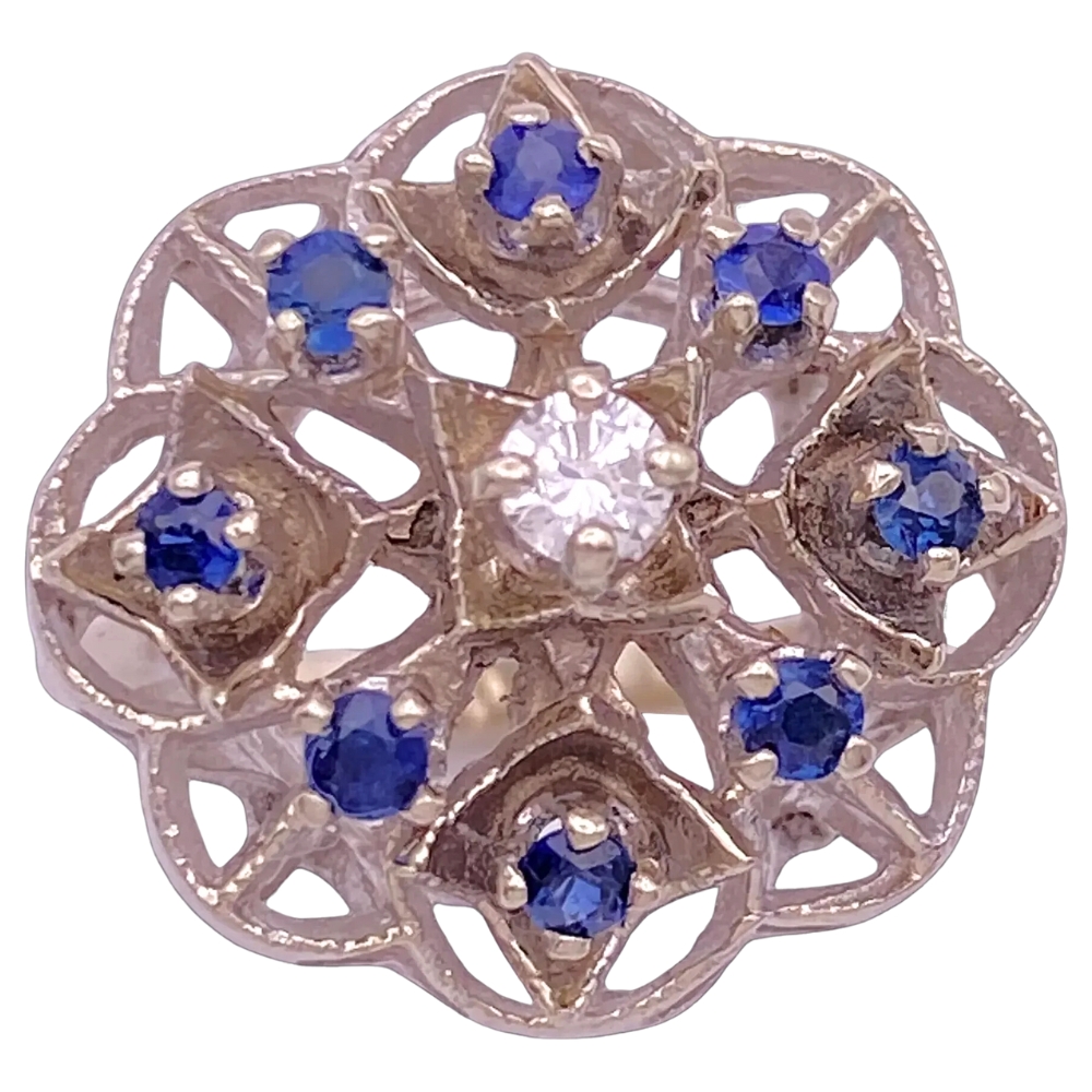 Vintage 0.44ctw Sapphire & Diamond Ring 14K