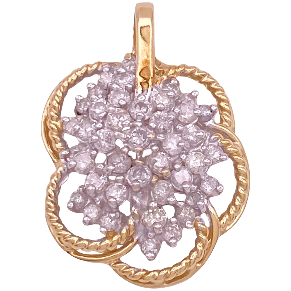 0.56ctw Diamond Cluster Pendant 14K Gold