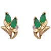 0.98ctw Emerald & Diamond Stud Earrings 14K