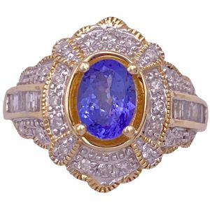 1.19ctw Iolite & Diamond Ring 14K Gold