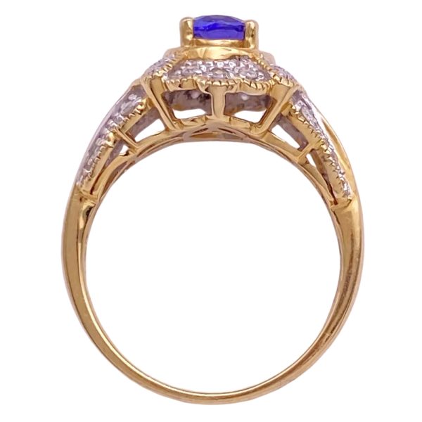 1.19ctw Iolite & Diamond Ring 14K Gold side profile