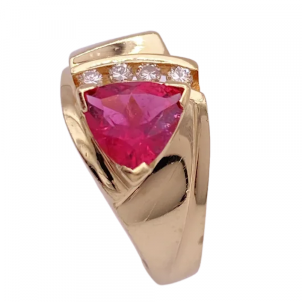1.56ctw Trillion Pink Tourmaline Modernist Ring 14K (1)