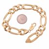 11mm Figaro Link Bracelet 14K Gold 8.5 Length width
