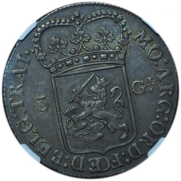 1794 Netherlands 3 Gulden Utrecht AU58 NGC DAV-1852