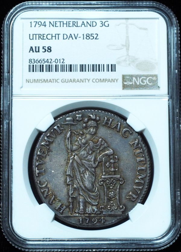 1794 Netherlands 3 Gulden Utrecht AU58 NGC DAV-1852