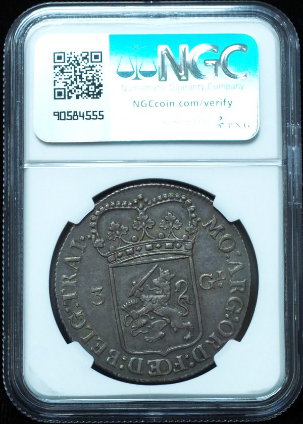 1794 Netherlands 3 Gulden Utrecht AU58 NGC DAV-1852