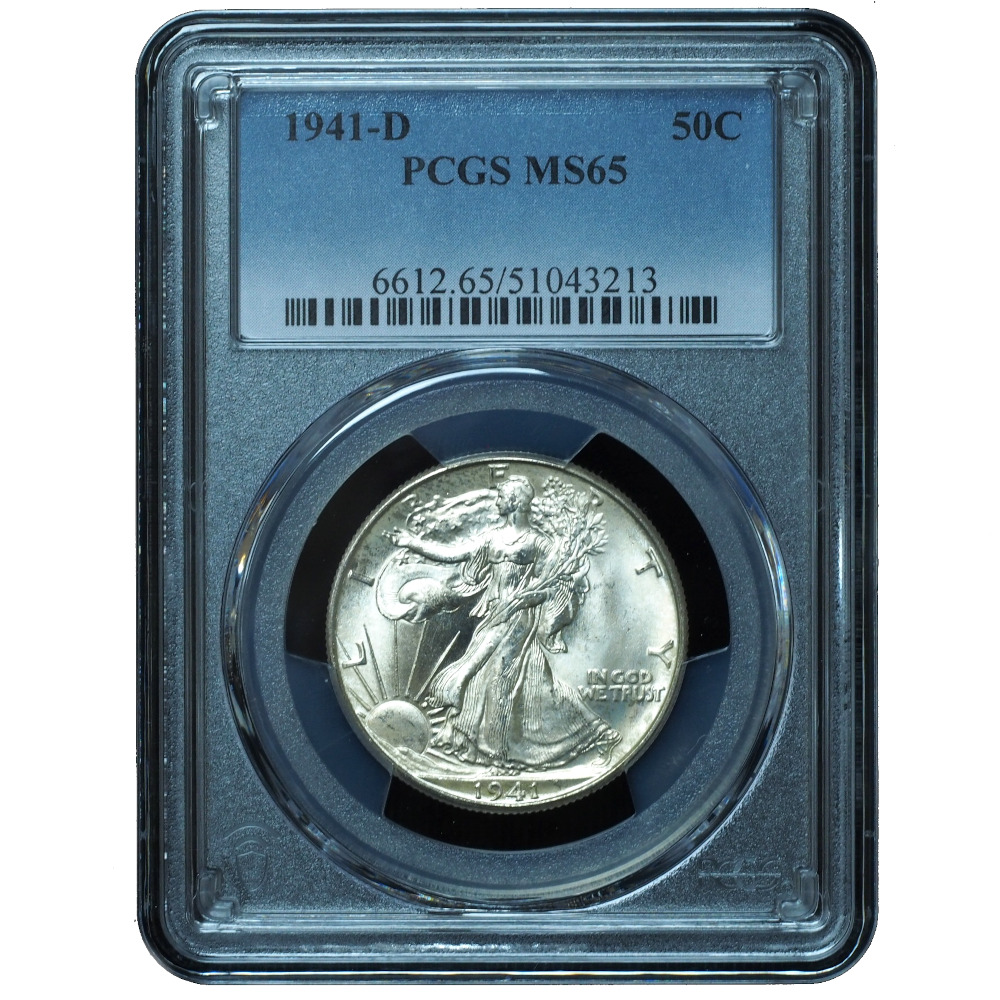 1941-D Walking Liberty Half Dollar MS65 PCGS Fresh from Original Rolls