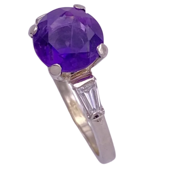 2.10ctw Art Deco Amethyst 3-Stone Ring 18K (1)