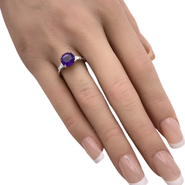 2.10ctw Art Deco Amethyst 3-Stone Ring 18K (3)