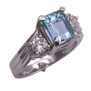 2.5ctw Emerald Cut Aquamarine Ring 14K (1)