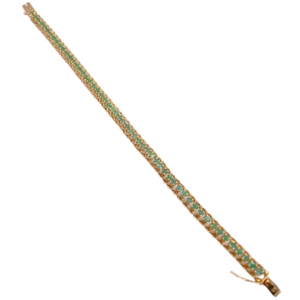 2.86ctw Natural Emerald Line bracelet 14K (1)