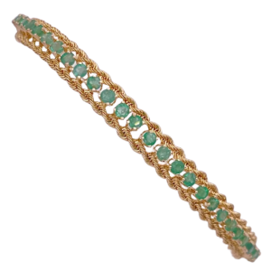 2.86ctw Natural Emerald Line bracelet 14K (2)