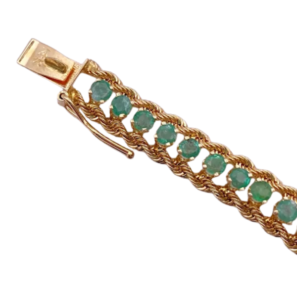 2.86ctw Natural Emerald Line bracelet 14K (4)