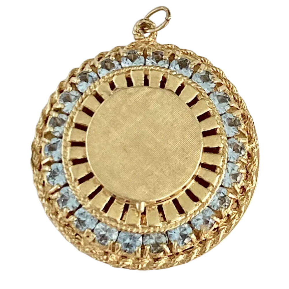 3.52ctw Aquamarine Jeweled Perfume Locket 14K