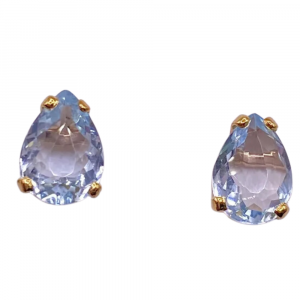 3.90ctw Pear Aquamarine Solitaire Stud Earring 14K