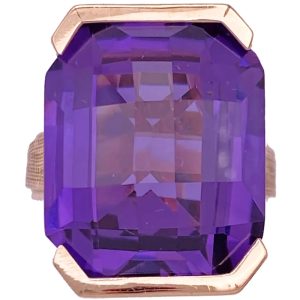32.15ct Lab Alexandrite Statement Ring 14K Gold