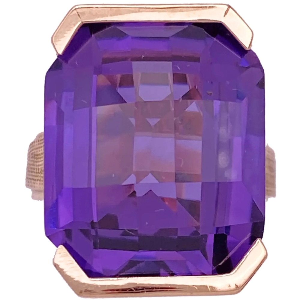 32.15ct Lab Alexandrite Statement Ring 14K Gold
