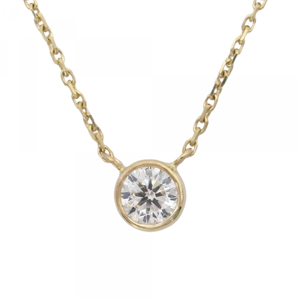 .33 Diamond Solitaire Station Necklace Yellow Gold Close