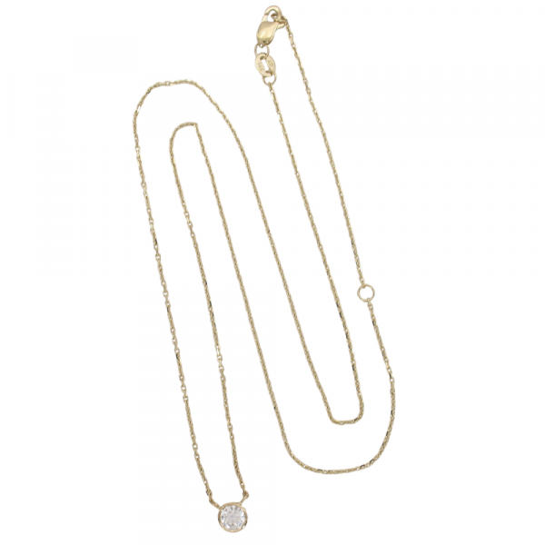 .33 Diamond Solitaire Station Necklace Yellow Gold Full